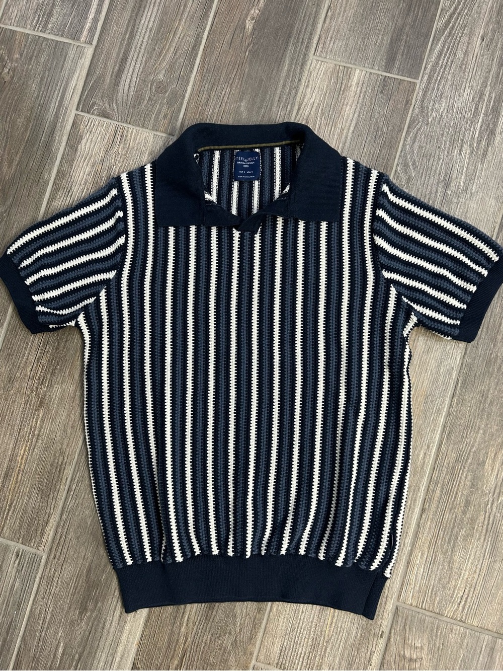 Steel & Jelly Pimlico Knitted Johnny Collar Polo Shirt Vintage Mod Style Mens S